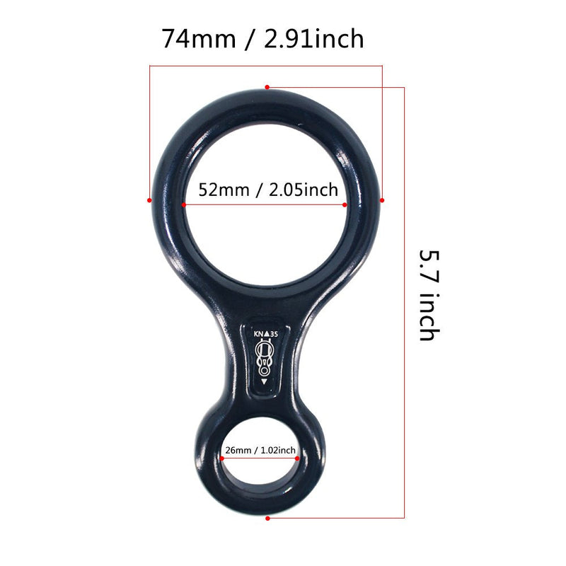 NewDoar Climbing Gear Downhill Equipment Rigging Plate 40kN Rescue Figure 8 Descender with Large Bent-Ear for Climbing Belaying and Rappelling Device Black - BeesActive Australia