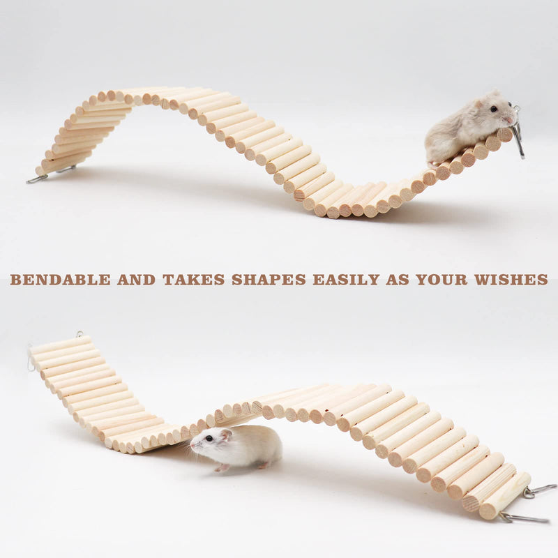 Rat Ladder Bridge, Wooden Hamster Climbing Ladder Toy, Small Animals Cage Accessories for Bird Parrot Hamster Mouse Rat Sugar Glider Hermit Crab Sugar Glider Chinchilla(23.62x3.14 Inches) - BeesActive Australia