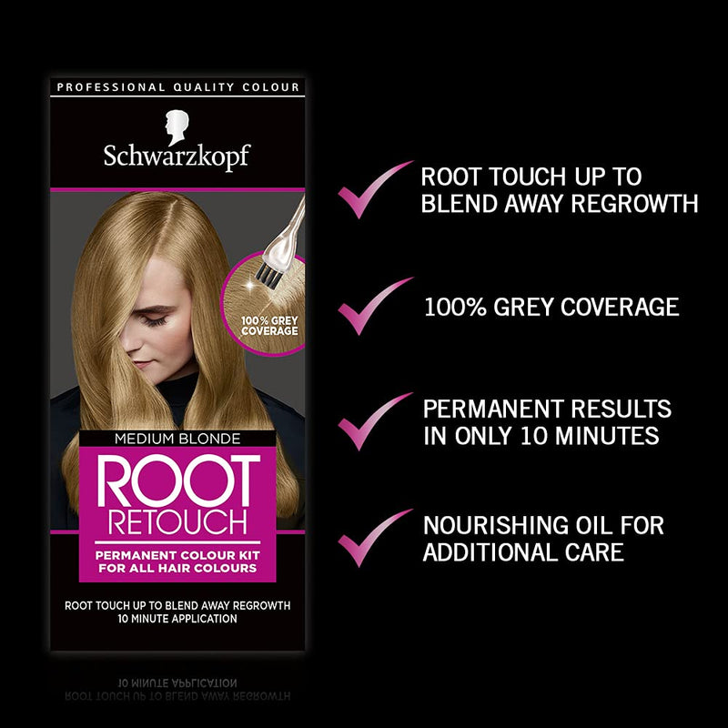 Schwarzkopf Root Retouch Kit, Permanent Colour for Easy Application Grey Coverage, Blonde (Pack of 3) - BeesActive Australia