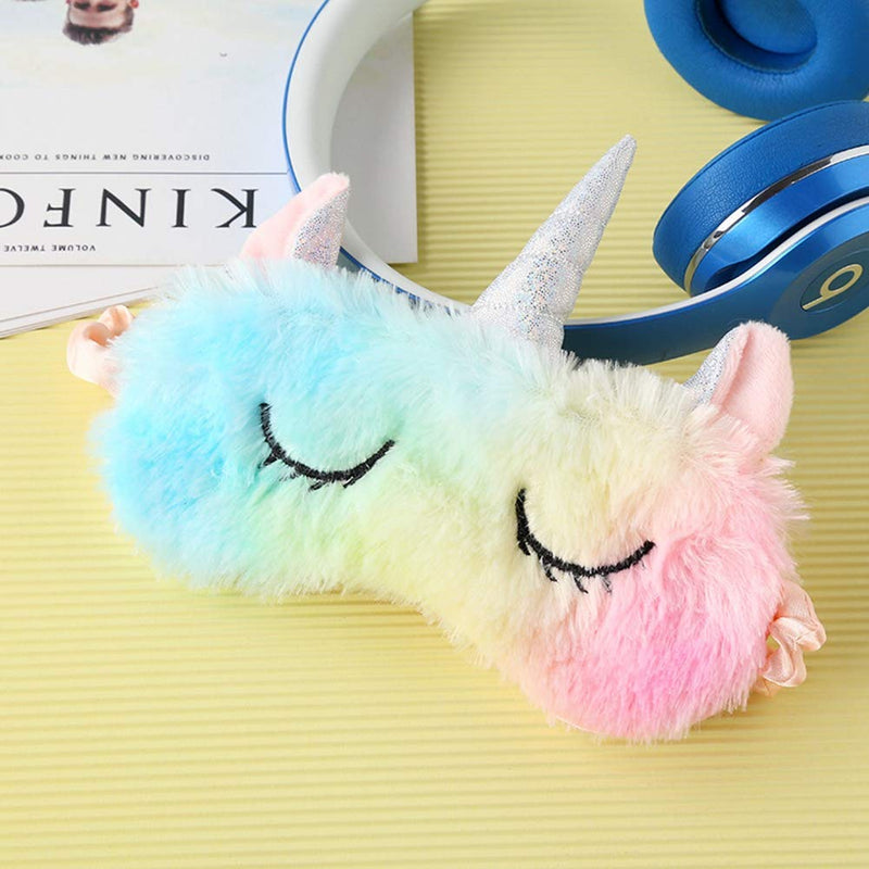 4 Pack Cute Animal Unicorn Sleep Mask for Girls Cute Unicorn Horn Soft Plush Blindfold Sleep Masks Eye Cover Eyeshade for Kids Girls Teens Women Plane Travel Nap Night Sleeping - BeesActive Australia