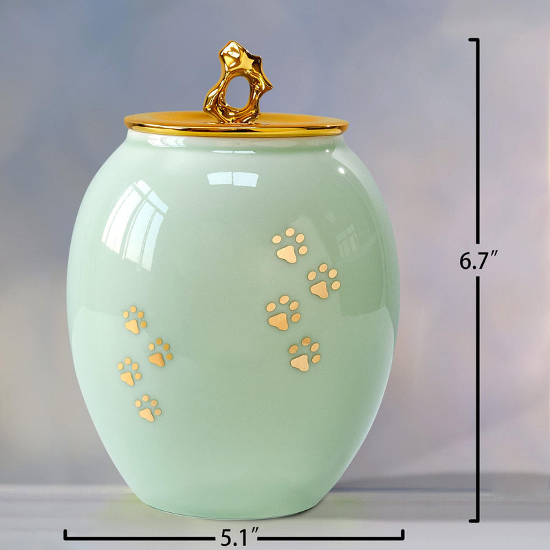 Medium Pet Urns for Dogs Ashes, Ceramics Pet Urn for Dog Ashes, Cat Dog Urns for Ashes (Paw Prints ) urns02 - BeesActive Australia