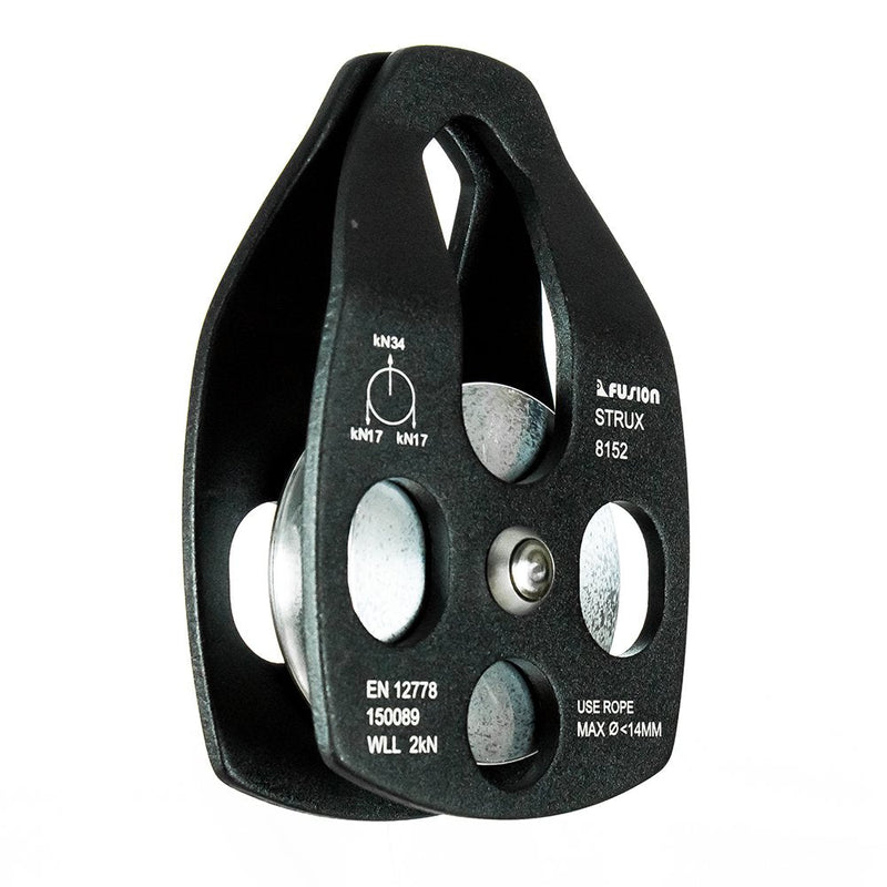 Fusion Climb Strux Aluminum Rescue Side Swing Pulley Matte Black 34KN - BeesActive Australia