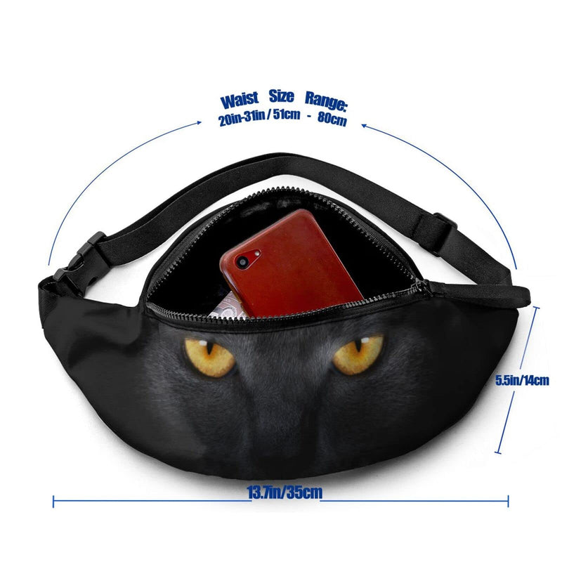 Black Cat Fanny Pack For Men Women,With Adjustable Zipper Lightweight Strap Waist Pack For Casual Running Hiking Black Cat - BeesActive Australia