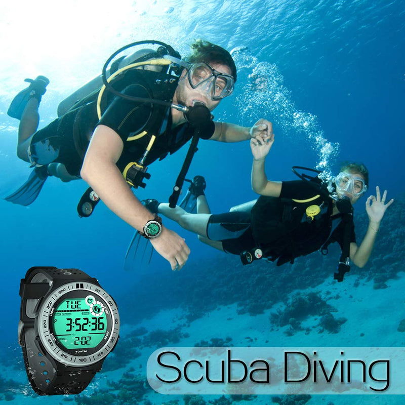 10 ATM Waterproof Sports Watch Pedometer for Men Boys Scuba Diving Watch with Lap Stopwatch and Alarm Clock Function, 12/24 Hour Format Selectable - BeesActive Australia