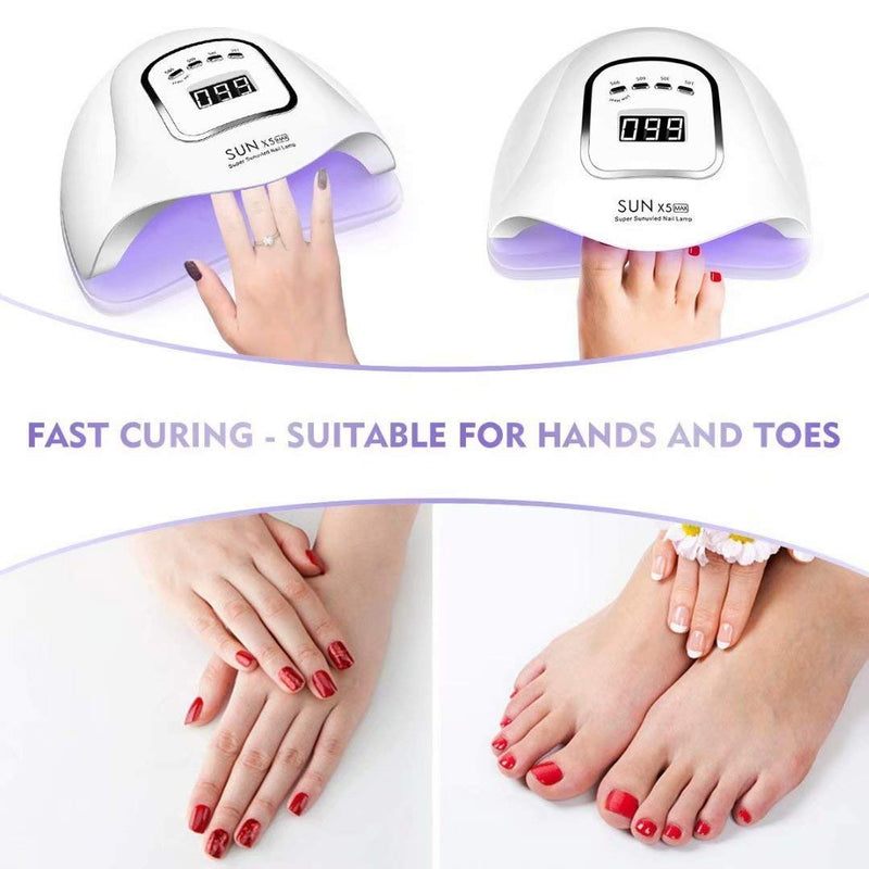 UV Gel Nail Lamp,150W UV Nail Dryer LED Light for Gel Polish-4 Timers Professional Nail Art Accessories,Curing Gel Toe Nails,White,1PK - BeesActive Australia