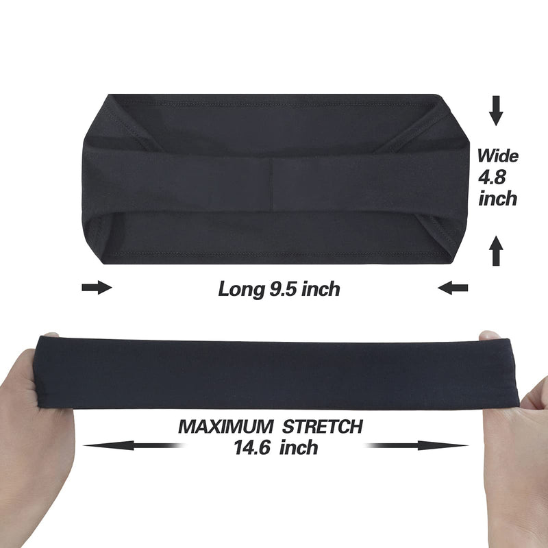 Acozycoo Mens Running Headband,5Pack,Mens Sweatband Sports Headband for Running,Cycling,Basketball,Yoga,Fitness Workout Stretchy Unisex Hairband 5 Black - BeesActive Australia