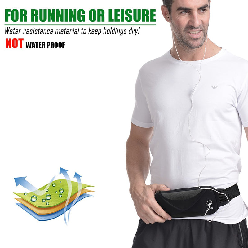 USHAKE Running Belt with Extender Belt, Bounce Free Pouch Bag, Fanny Pack Workout Belt Sports Waist Pack for Apple iPhone Samsung Note Galaxy in Running Walking Cycling-05BK - BeesActive Australia