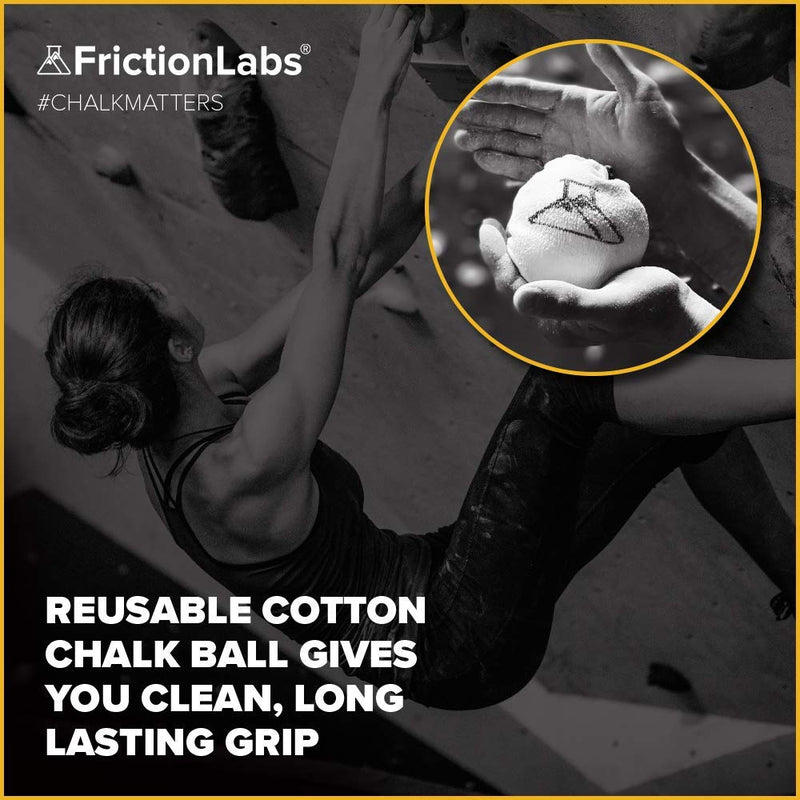 FrictionLabs Magic Chalk Ball 2.2 oz - Premium Chalk for Rock Climbing, Weight Lifting, Gymnastics Bowling Crossfit - Mess Free Gym Chalk with Refillable Sock - No Fillers or Artificial Drying Agents Chalk White - BeesActive Australia