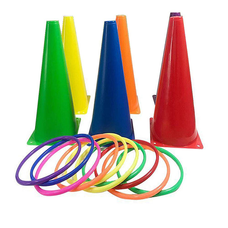 [AUSTRALIA] - OBTANIM 12 Pcs Plastic Ring Toss Game for Kids and Outdoor Toss Rings for Speed and Agility Practice Games, Random Colors (4.7 inch) 