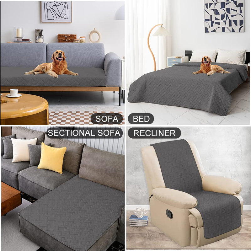 fuguitex Waterproof Dog Bed Cover Couch Cover for Pet Anti-Slip Blanket for Loveseat Sofa Recliner L-Shape Sofa Furniture Protrctor Cat Mat Pet Pad Dark Grey 30x75 Inch (Pack of 1) - BeesActive Australia