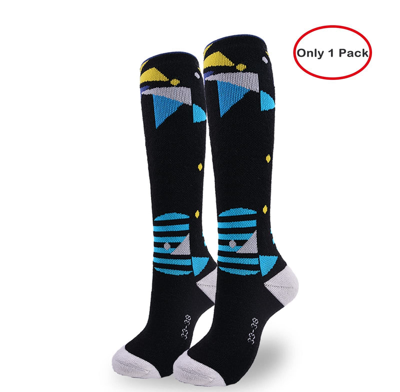 Ski Socks (1/2/3 Pack),Sock for Skiing, Snowboarding,Cold Weather Outdoor Sports Performance Socks,for Boys Girls 3-10 Age 1 Pack Black 3-6 Years - BeesActive Australia