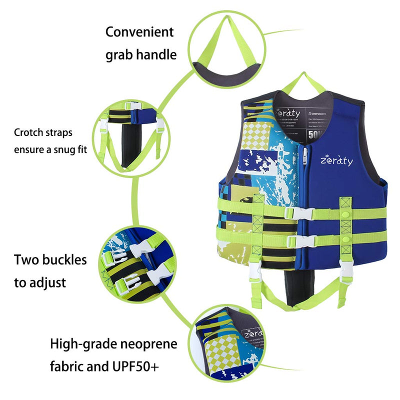 Zeraty Kids Swim Vest Life Jacket Flotation Swimming Aid for Toddlers with Adjustable Safety Strap Age 1-9 Years/22-50Lbs Blue M(Age Recommend 4-6 Years) - BeesActive Australia