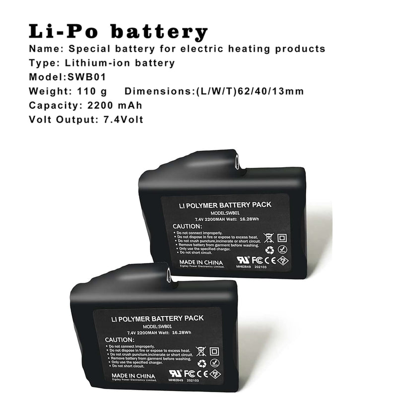 7.4V 2200MAH/3000MAH Rechargable Lithium Polymer Batteries,US Standard Dual Charger, USB Cable for Heated Gloves Socks Hats Balaclava Ski Mask Thermal Underwears Bottoms 7.4v 2200MAH Lithium Polymer Battery Pack - BeesActive Australia