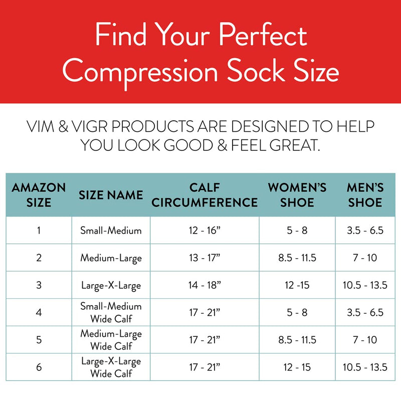 VIM & VIGR 20-30 mmHg Medical Grade Compression Socks for Women & Men Black Solid Small/Medium (1 Pair) - BeesActive Australia