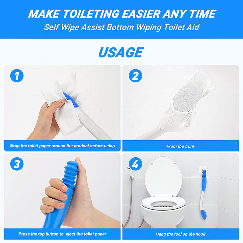 Toilet Aids Tools Folder Long Reach Comfort Wipe Victop Bottom Wiper Toilet Aids Buddy Toilet Tissue Aids for Motion Assistance Extends Reach Over 15.7" Grips Toilet Paper or Pre-Moistened Wipes (B) B - BeesActive Australia