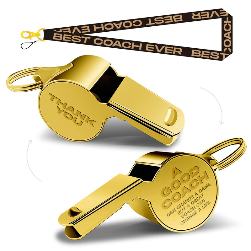 QIBAJIU Whistles with Lanyard,Golden Whistle, Coach Whistle, Football Gifts, Soccer Hockey Basketball Volleyball Baseball Coach Gifts for Men Women Teacher, Thank You Cheer Coach Gift，Gold - BeesActive Australia
