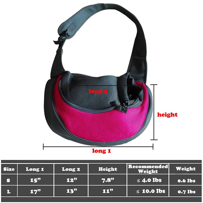 Love Dream Pet Dog Sling Carrier, Breathable Mesh Portable Travel Safe Pet Sling Shoulder Bag Carrier with Adjustable Non-Slip Shoulder Strap for Small Dogs Cats Puppy Rose Red - BeesActive Australia