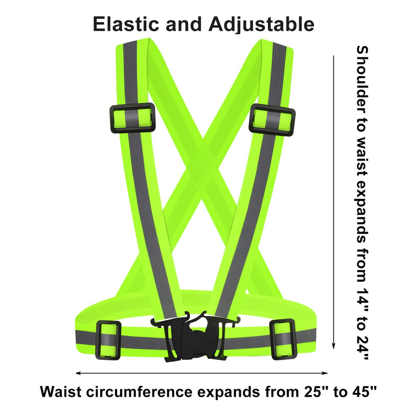 SAWNZC Running Reflective Vest Gear 2Pack, Adjustable Safety VES High Visible Reflective Belt Straps for Night Running Outdoor Cycling Motorcycle Dog Walk Jogging Fluorescent Green+pink - BeesActive Australia