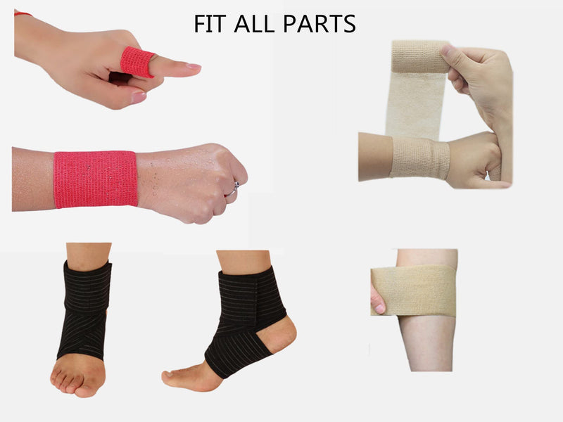 Transun Moo 6 Pack 2" x 5 Yards Self Adhesive Bandage Wrap Breathable Cohesive Vet Wrap for Pets, Elastic Self-Adherent Tape for Sports, Wrist, Ankle ( Mixed Colors) 2 Inch (Pack of 6) - BeesActive Australia
