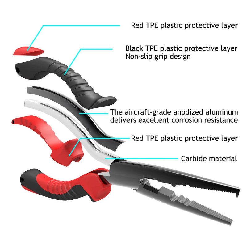 JOOKKI Fishing Pliers,Fish plier Saltwater with Sheath Resistant Teflon Coating 9" Long tip Nose - BeesActive Australia