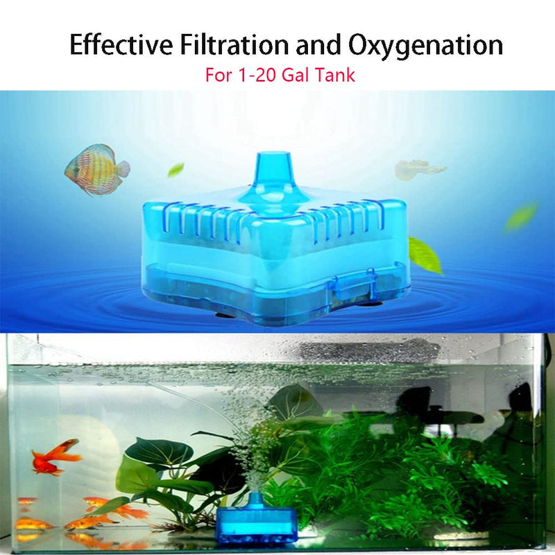 FRIRODSAY Fish Tank Filter Aquarium Sponge Filter Quiet Small for 1-20 Gallon Aquariums Detachable with Activated Carbon and Air Stone Blue Filter - BeesActive Australia