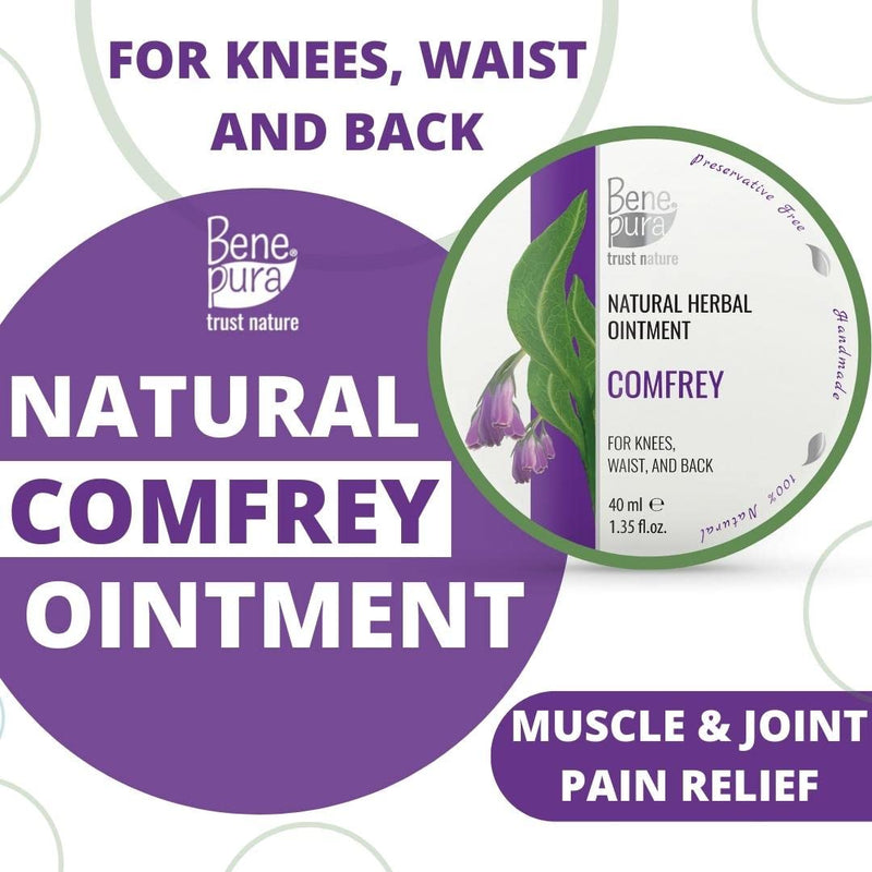 BenePura Comfrey Ointment for Muscle Pain Relief - Natural Comfrey Cream for Back Pain Relief, Joint Pain Relief, Knee Pain Relief, Neck Pain Relief - Muscle Rub Pain Relief Cream - 40 ml 40 ml (Pack of 1) - BeesActive Australia
