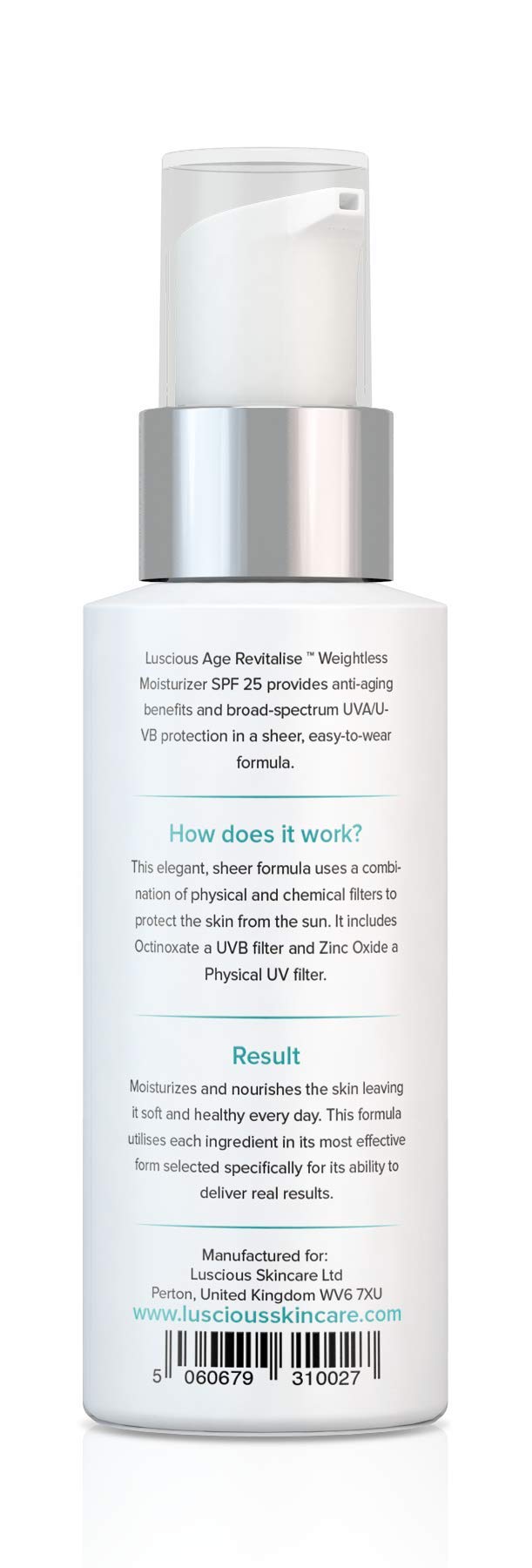 Luscious Age Revitalise Weightless Moisturizer Broad Spectrum SPF 25 Daily Moisturizer Sunscreen 2oz - Reduce Fine Lines and Wrinkles Anti Ageing Cream - BeesActive Australia