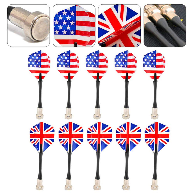 NUOBESTY 10pcs Magnetic Darts Safety Plastic Darts Replacement British American Flag Pattern for Kids Adults Target Game Halloween Party Favors - BeesActive Australia