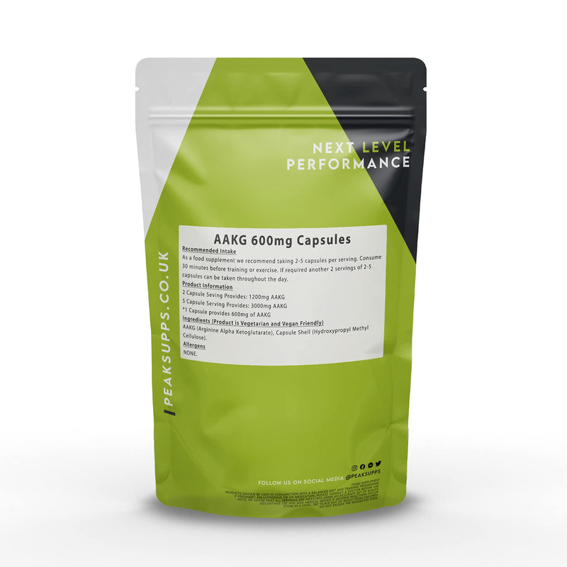 AAKG 600mg Capsules - L-Arginine Alpha Ketoglutarate - Nitric Oxide Booster Pre Workout Booster Pump (30 Capsules) 30 Capsules - BeesActive Australia