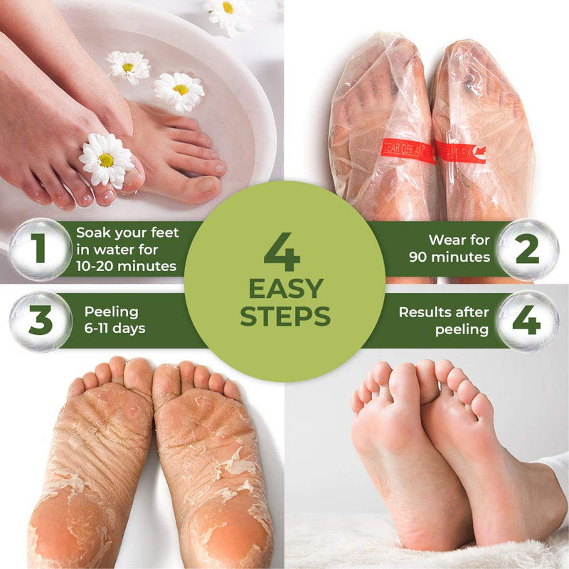Dermatologically Tested - Peach Foot Peel Mask - 2 Pairs - Effective For Cracked Heels Repair, Remove Dead Skin, Callus & Dry Toe Skin - Baby Soft Feet - Exfoliating Peeling Natural Treatment - BeesActive Australia