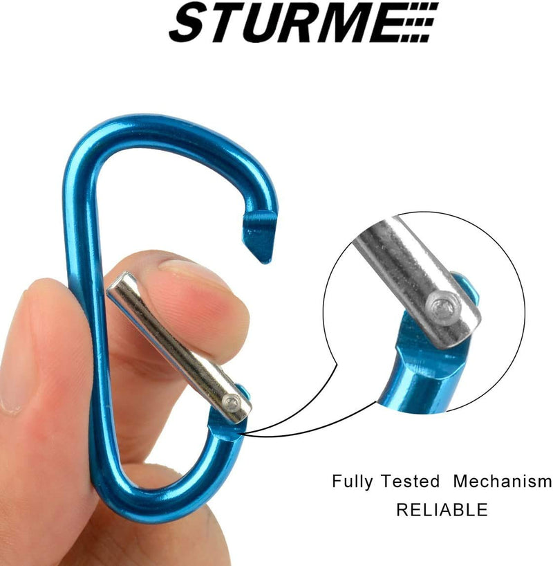 STURME 2" Aluminum D Ring Carabiners Clip D Shape Spring Loaded Gate Small Keychain Carabiner Clip Set Outdoor Camping Mini Lock Snap Hooks Spring Link Key Chain Durable Improved 24 PCS Assorted - BeesActive Australia