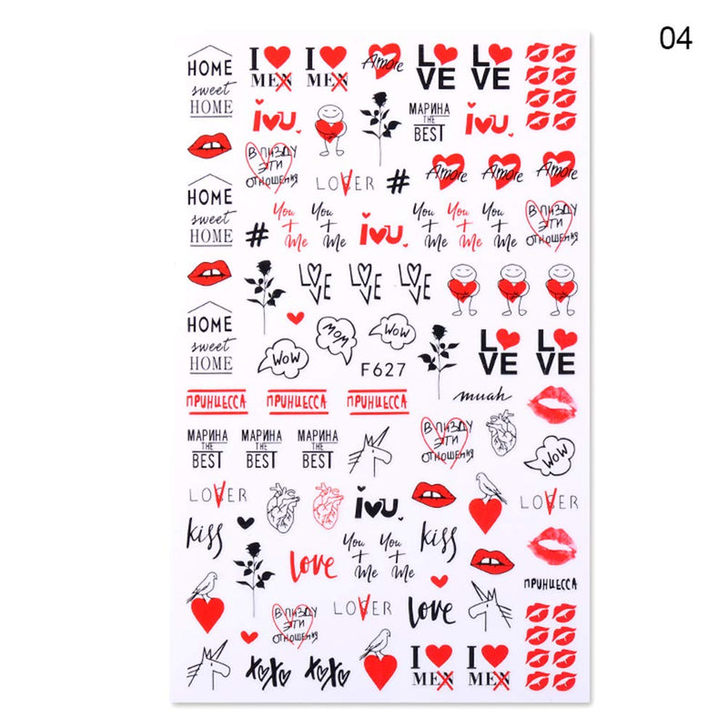 Valentine's Day Nail Art Sticker Heart Summer Spring Butterfly Sexy Red Lip Flower Series Mixed Art Design Accessories Female Trend (6pcs / pack) - BeesActive Australia