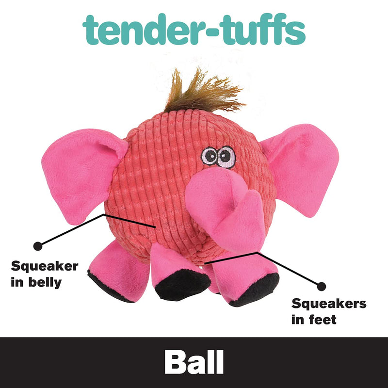 Snuggle Puppy Tender-Tuffs Ball - Round Pink Elephant Plush Dog Toy - Cute and Fun Plush Ball with Squeakers - BeesActive Australia