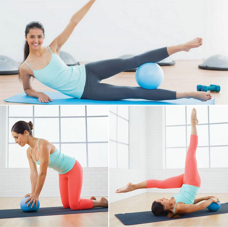 Mini Yoga Pilates Ball 10 Inch for Stability Exercise Training Gym Anti Burst and Slip Resistant Balls with Inflatable Straw Blue - BeesActive Australia