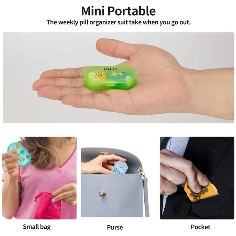 Pill Boxes Weekly Planner AM/PM 7 Day Daily Small Pills Dispensers Medicine Organizer for Vitamins,Supplements and Medication 2 Times a Day - BeesActive Australia