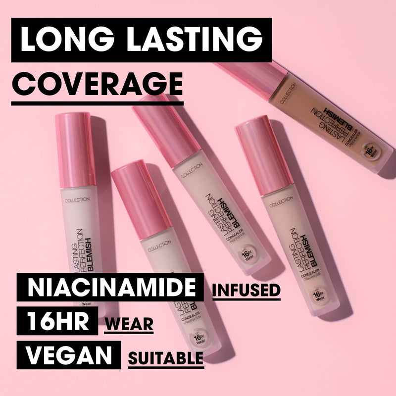 Collection Cosmetics Lasting Perfection Full Coverage Blemish Concealer infused with Niacinamide, 4ml, Beige - BeesActive Australia