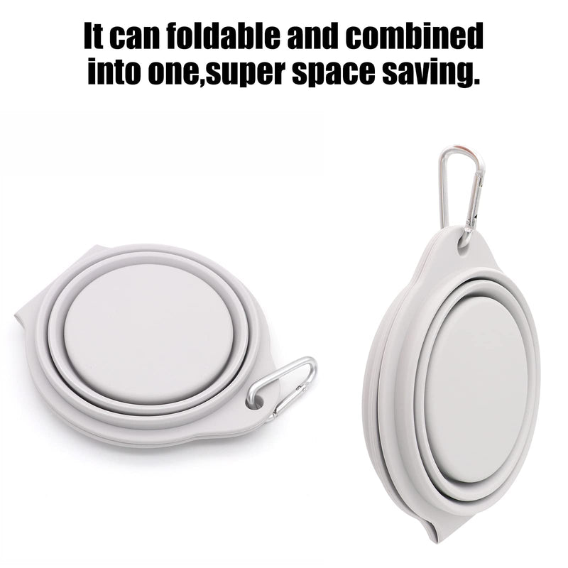 SLSON Collapsible Dog Bowls,Integrated Molding Dog Double Bowl No Plastic Rim 2 in 1 Foldable Pet Food & Water Bowl Cat Feeder Dish for Walking,Hiking,Camping Cold Grey - BeesActive Australia