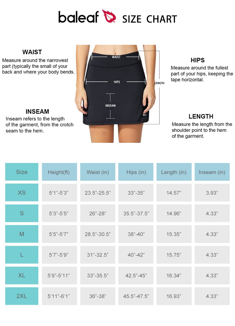 BALEAF Women's Tennis Skirt Golf Skorts Skirts Athletic Skirts with Shorts Pockets Running Workout Sports Black Medium - BeesActive Australia