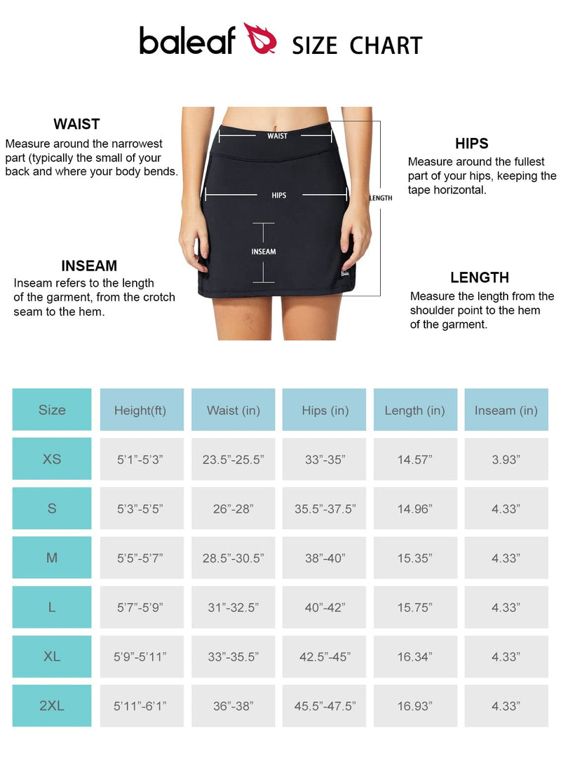 BALEAF Women's Tennis Skirt Golf Skorts Skirts Athletic Skirts with Shorts Pockets Running Workout Sports Black Small - BeesActive Australia