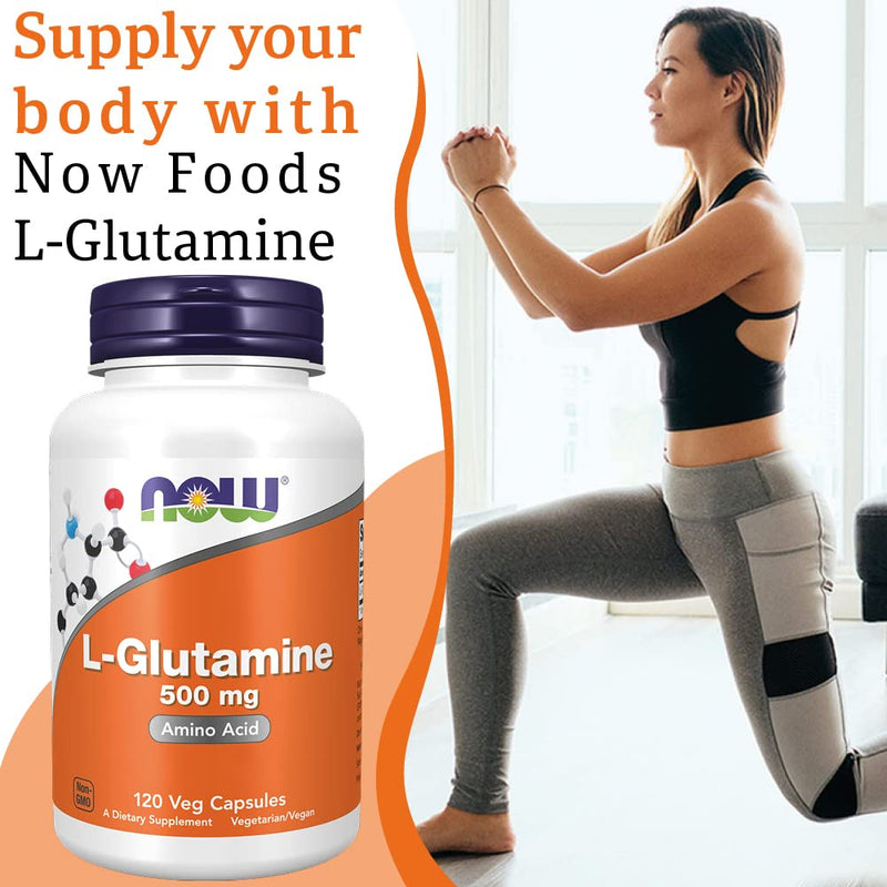 Now Foods, L-Glutamine, 500mg, 120 Vegan Capsules, Lab-Tested, Amino Acid, Gluten Free, SOYA Free, Vegetarian - BeesActive Australia