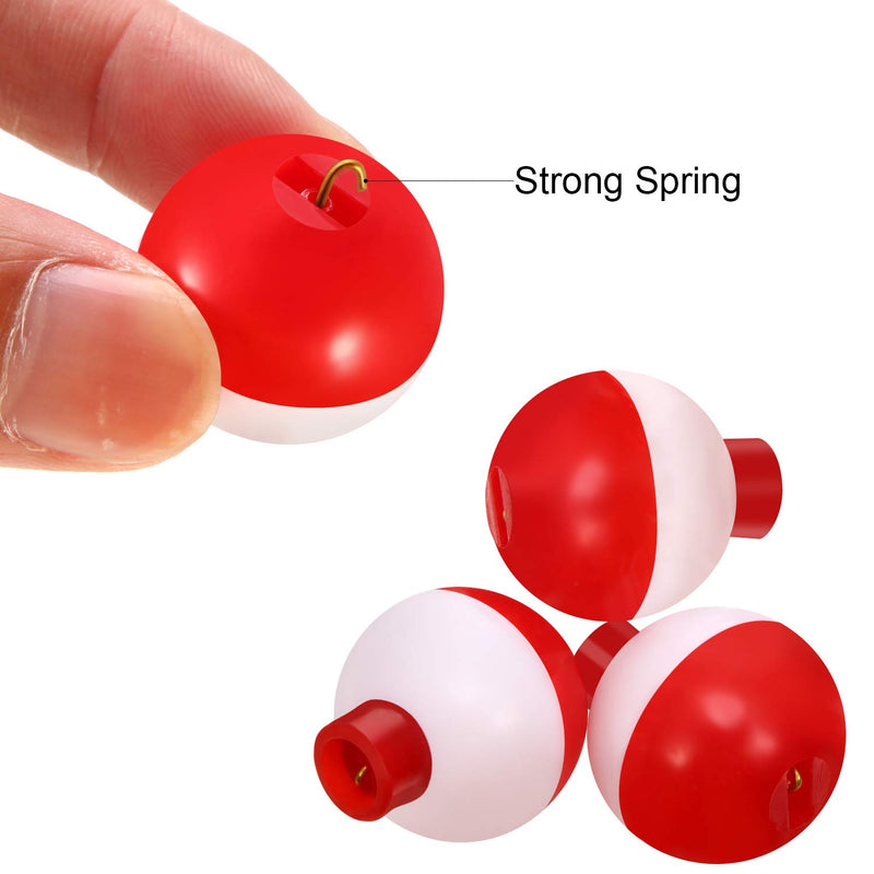 [AUSTRALIA] - Fishing Float 1 Inch Fishing Float Push Button Snap-on Floats Red and White Bobber Fishing Tackle, 20 Packs 