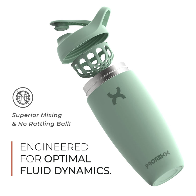 Promixx Pursuit Shaker Bottle Insulated Stainless Steel Water Bottle and Blender Cup, 550ml, Graphite Graphite Grey - BeesActive Australia