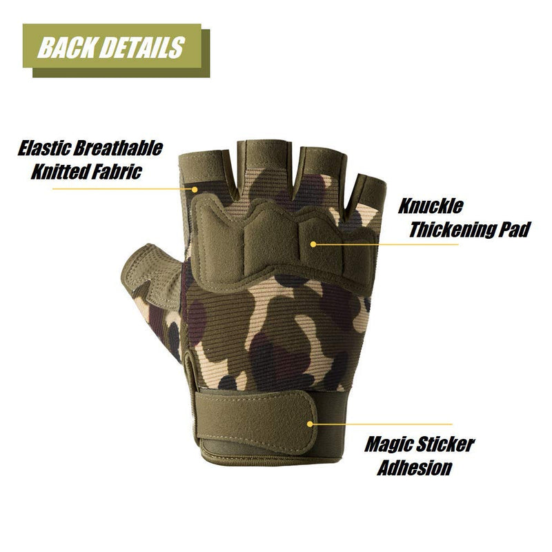 HYCOPROT Fingerless Tactical Gloves, Knuckle Protective Breathable Lightweight Outdoor Military Gloves for Shooting, Hunting, Motorcycling, Climbing Small Black - BeesActive Australia