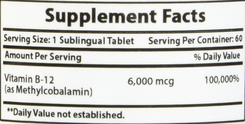 Best Naturals Vitamin B-12 as Methylcobalamin (Methyl B12), 6000 mcg Tablet, 60 Count 60 Count (Pack of 1) - BeesActive Australia