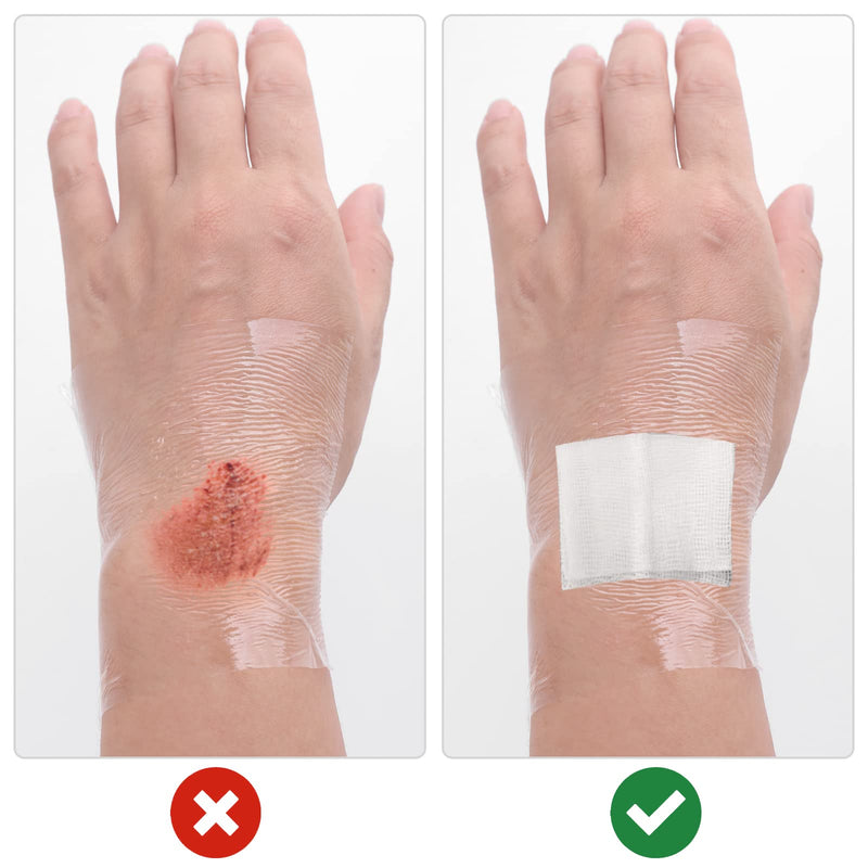 50 Pcs Waterproof Adhesive Bandages Transparent Stretch Saniderm Tattoo Aftercare Bandage,Protective Waterproof Film Dressing Cover Tape for Wound Dressing, Swimming, Shower (4 x 4 Inch Round,Square) - BeesActive Australia