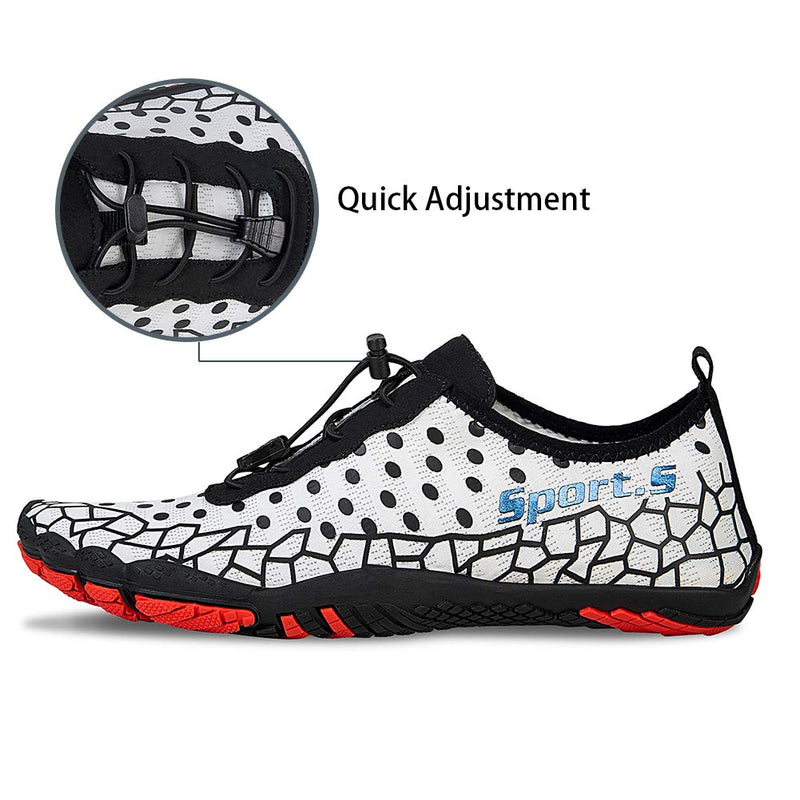 Water Shoes Mens Womens Barefoot Diving Swim Shoes Water Sports Non-Slip Aqua Shoes for Swim Pool, Beach,Hiking, Kayaking, Boating,Surfing 9 Women/6.5 Men White-c - BeesActive Australia