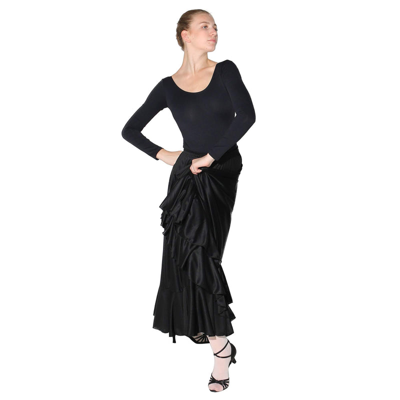 [AUSTRALIA] - Danzcue Full Circle Flamenco Dance Skirt, Black, XL 