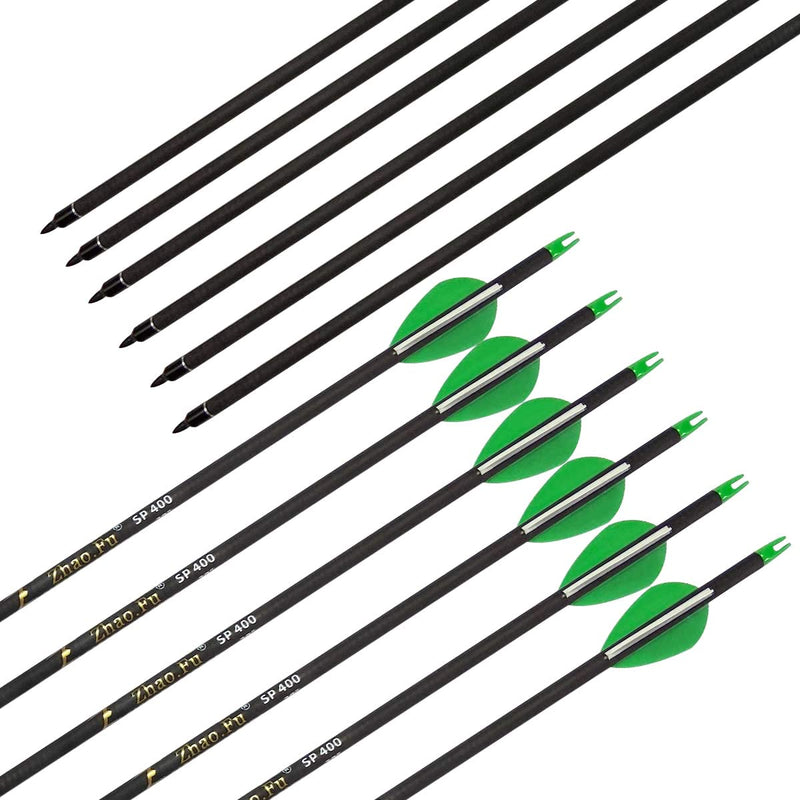 Zhao.Fu 29 Inch Carbon Arrow Practice Hunting Arrows Spine 400 with Removable Tips for Archery Compound & Recurve & Traditional Bow (12 Pcs) - BeesActive Australia