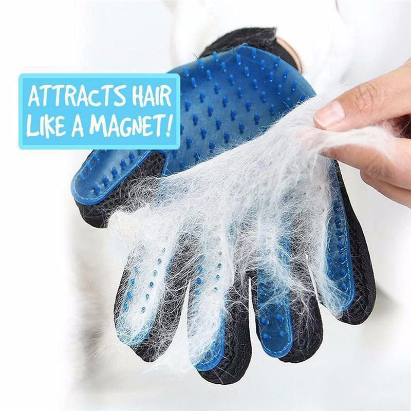 Pawsing Pet Grooming Glove,Dog Cat Massage Tool Hair Remover Mitt,Horse Gentle Deshedding Brush Long & Short Fur Comb, Five Finger Design Bathing Brush,Blue (1 Pair) Blue - BeesActive Australia