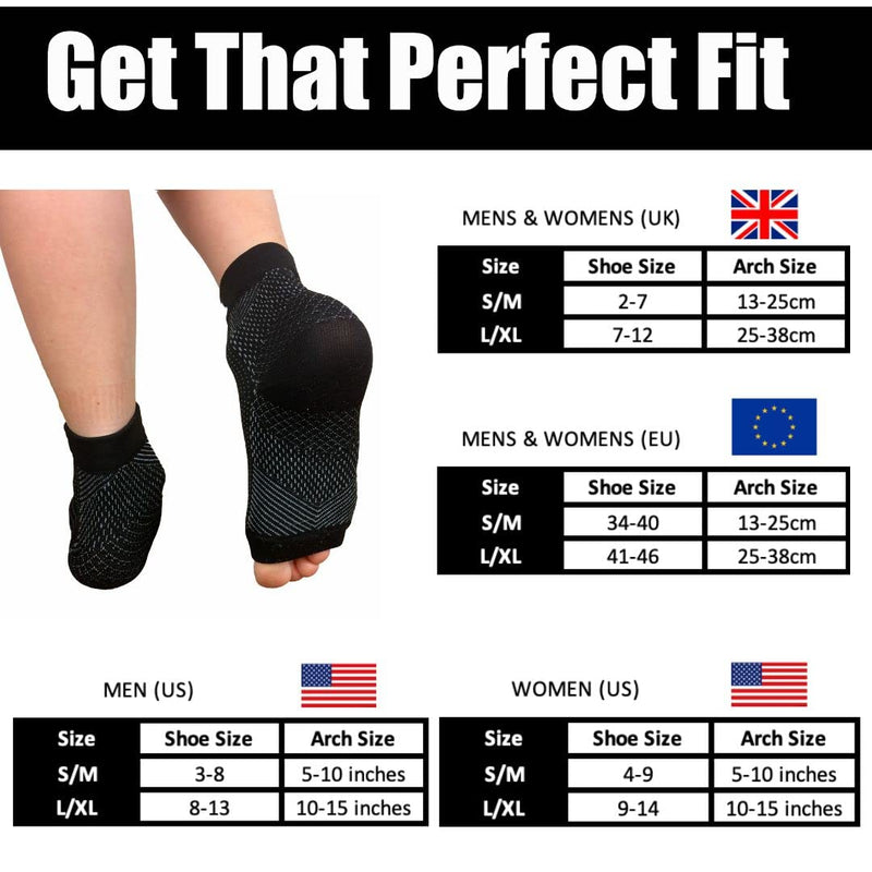 gr8ful® Plantar Fasciitis Socks | Support Sleeves with 24/7 Compression & Treatment for Foot Arch, Heel, Fascia & Achilles Tendonitis, Men/Women, Pain Relief Night Splint Sock | Black 1 Pair L/XL L/XL (1 Pair) - BeesActive Australia